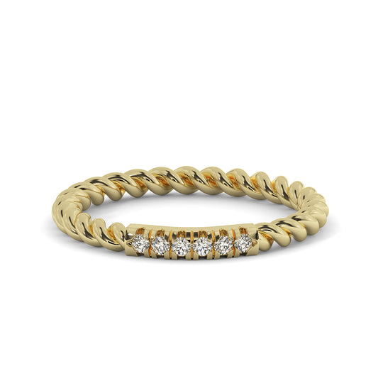 Twists on tradition: Diamond accent band with a modern design.

